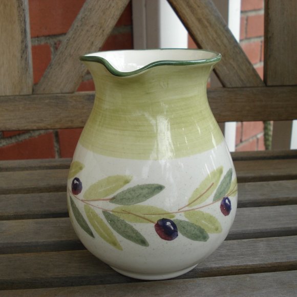 BIZZIRRI Porcelain/Ceramic Pitcher = Made In Italy Hand Painted Olives - Picture 2 of 7